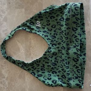 Womens muscle nation green leopard halter top size m